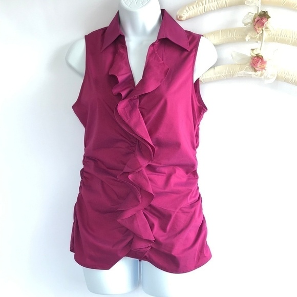 *4/$20* New York & Co Fuchsia Ruffle Tank Top - Picture 1 of 7